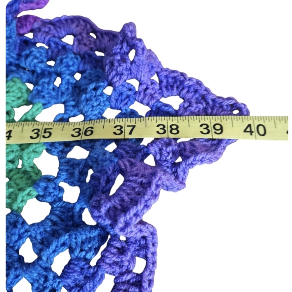 Rainbow Crochet Head Cover Bandana Prayer Wrap OOAK 14-in-1 Handmade Grannycore - Picture 5 of 17